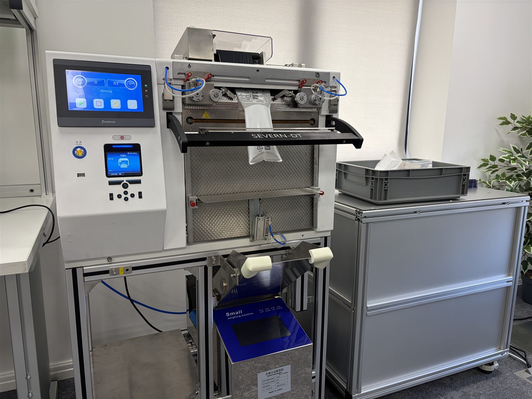 Automated bagging equipment ready for a controlled production run